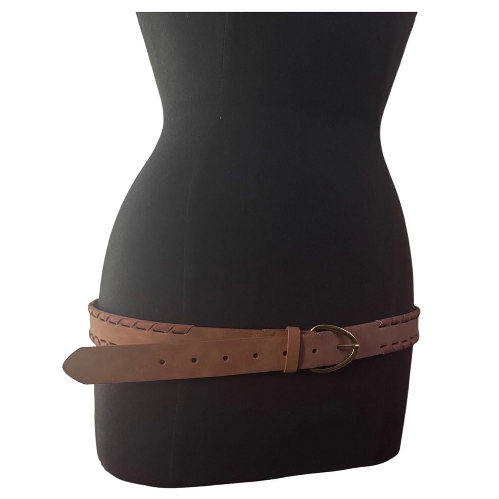 Jessica Simpson Womens XL 34-38 Waist Brown Faux Leather Stitch Detail Belt